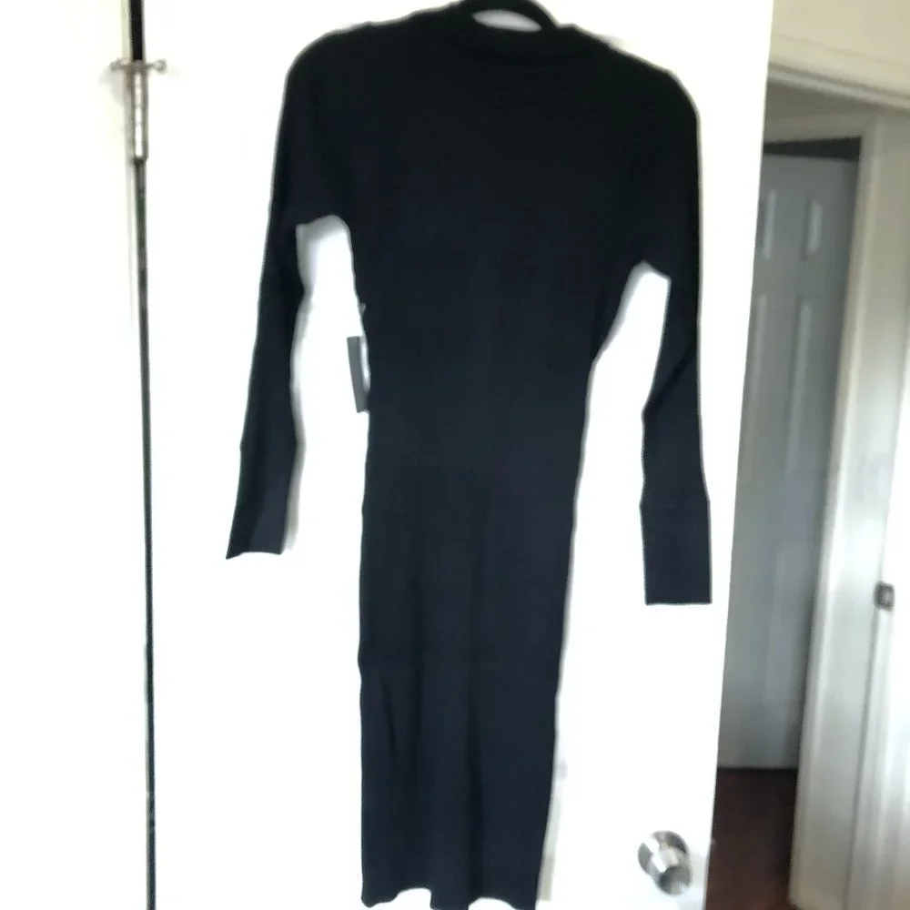LONDON TIMES Long Sleeve Collared Button Front Dress Black Large - Picture 8 of 9